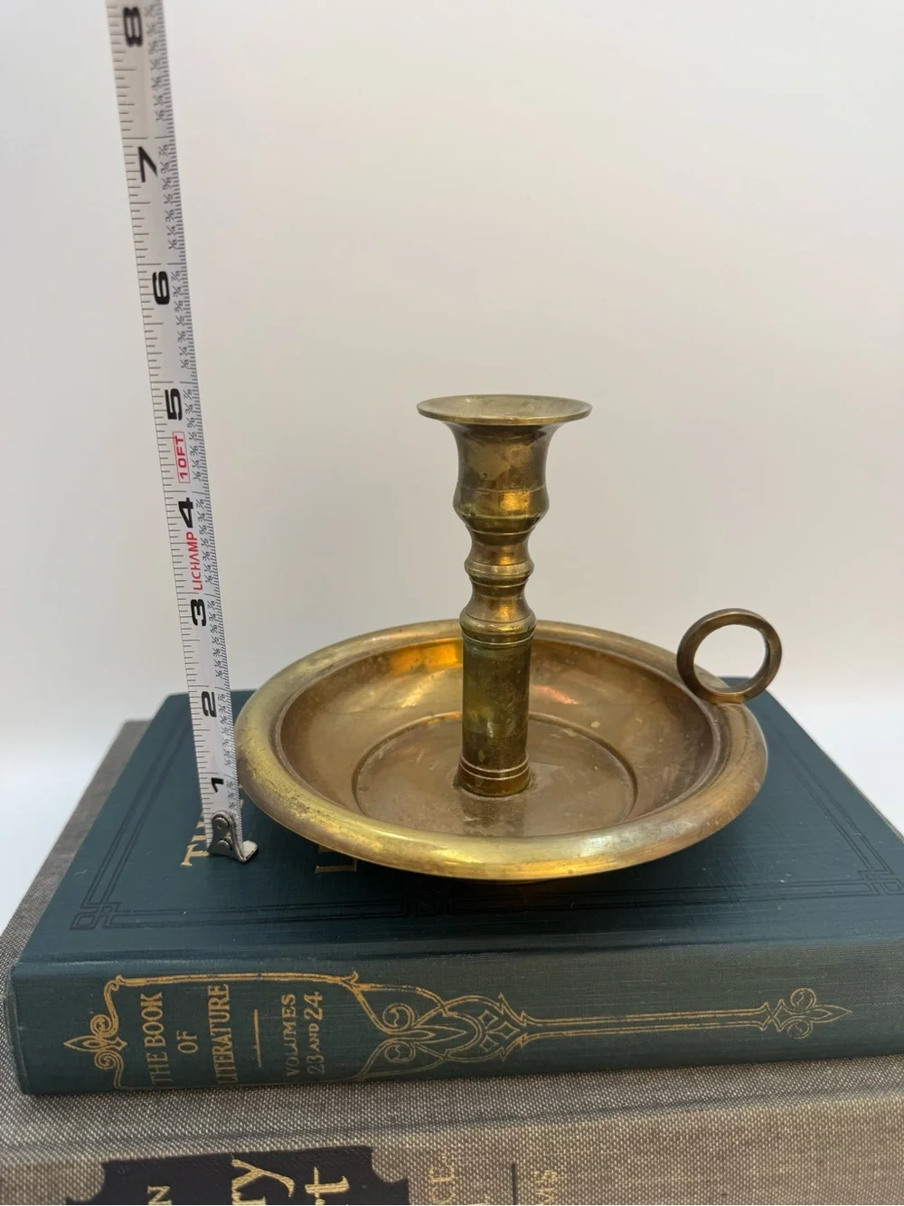 Vintage Brass CandleStick Holder Finger Loop Made In India